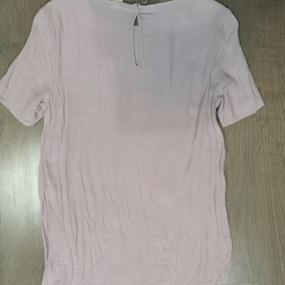 00s Vintage H&M Lilac Pink Satin Trim short sleeve blouse - Picture 4 of 6